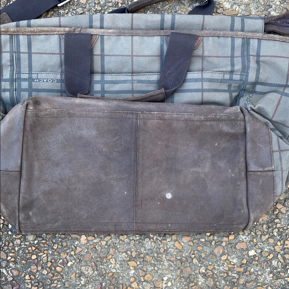 Coach D1361-F70934 Canvas W/Leather Trim Plaid Travel Bag - Picture 6 of 7